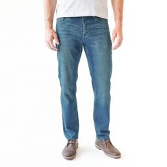 Mens Mid Waist Soft Tapered Leg Casual Jeans