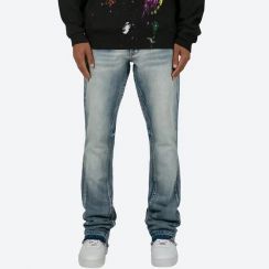 Mens Patchwork Loose Hip Hop Denim Pants 