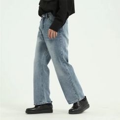 4 Pcs Mens Loose Vintage Style Straight Non Stretch Jeans