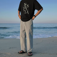 3 Pcs Mens Nylon Breathable Loose Straight Drawstring Casual Sweatpants